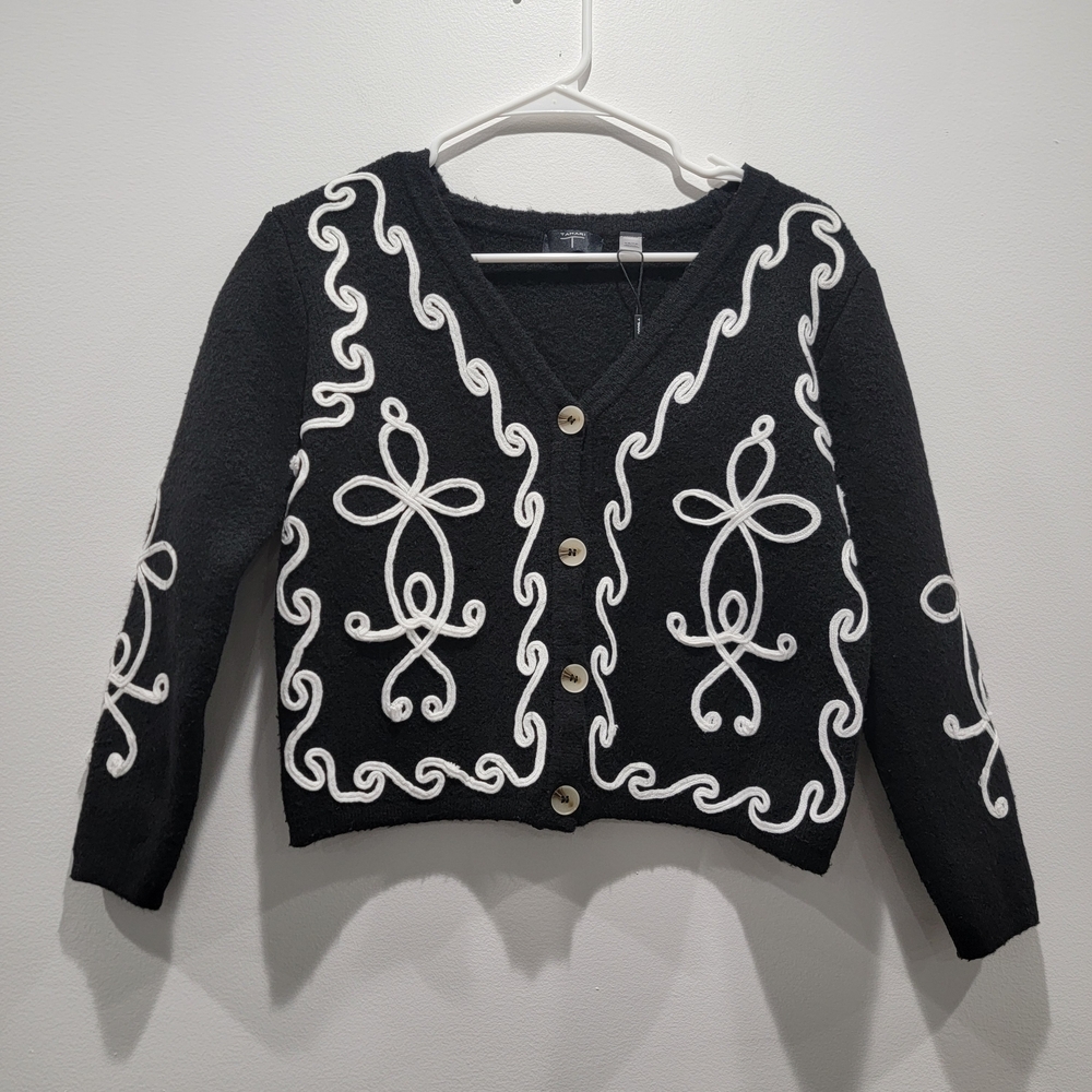 🆕️Tahari Black and White Cardigan Sweater Sz XS